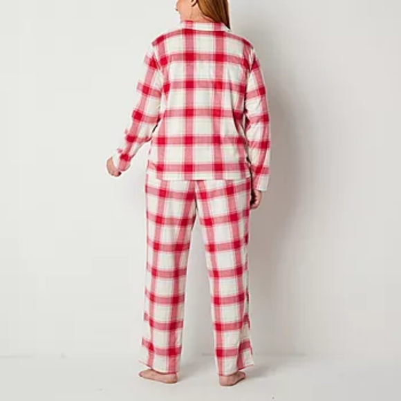 Adonna Womens Plus Long Sleeve 2-pc. Pant Pajama Set - Picture 2 of 4